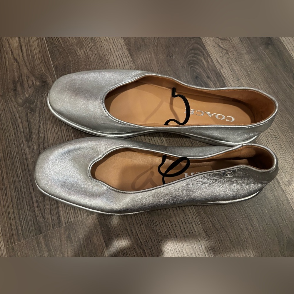 Coach Silver Ballet Flats Maryjane’s size 6 delicate romantic trendy wedding - Picture 15 of 15